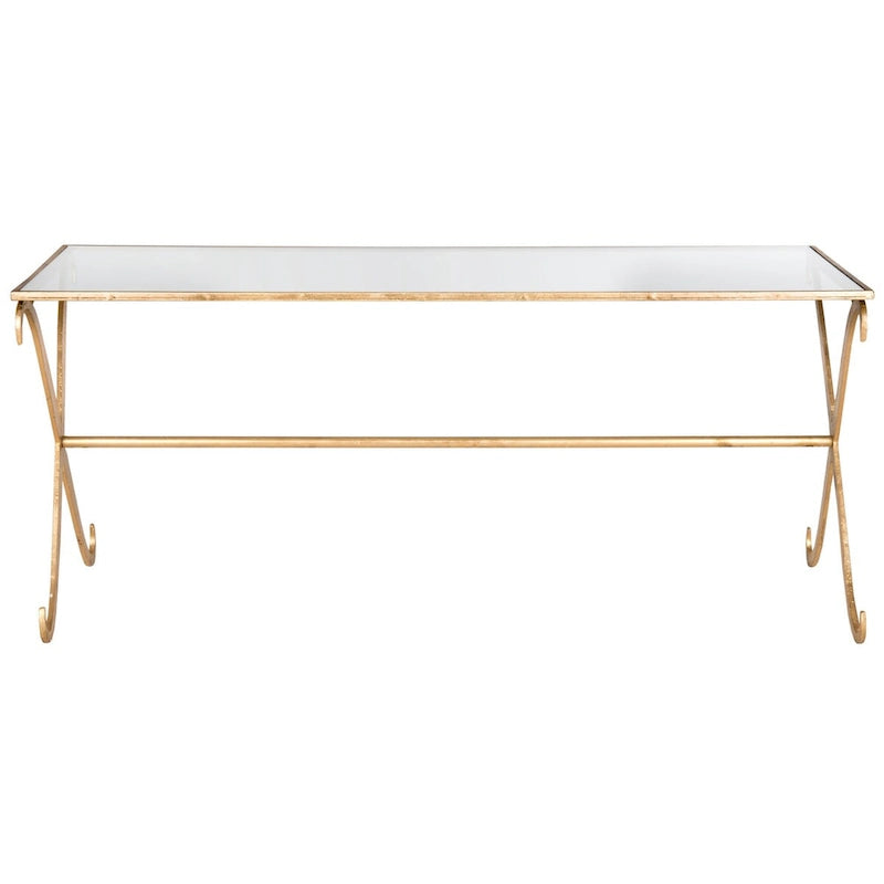 Tavolino da Caffè con Ripiano in Vetro Temperato Dorato - 43 x 20 x 18,3 - 43Lx20Px18A