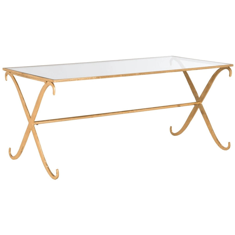 Tavolino da Caffè con Ripiano in Vetro Temperato Dorato - 43 x 20 x 18,3 - 43Lx20Px18A