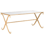 Tavolino da Caffè con Ripiano in Vetro Temperato Dorato - 43 x 20 x 18,3 - 43Lx20Px18A