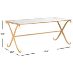 Tavolino da Caffè con Ripiano in Vetro Temperato Dorato - 43 x 20 x 18,3 - 43Lx20Px18A