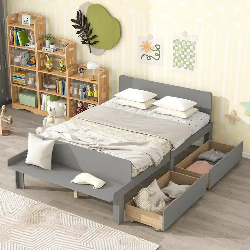 Letto matrimoniale con panca sul fondo, 2 cassetti