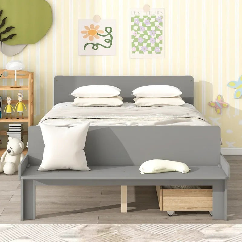 Letto matrimoniale con panca sul fondo, 2 cassetti