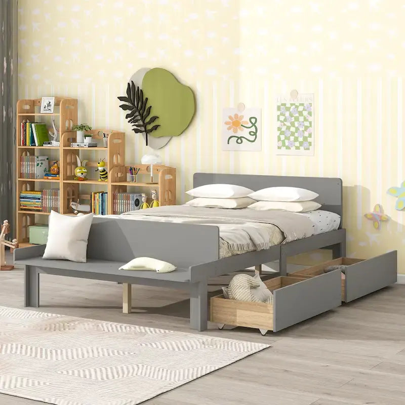 Letto matrimoniale con panca sul fondo, 2 cassetti
