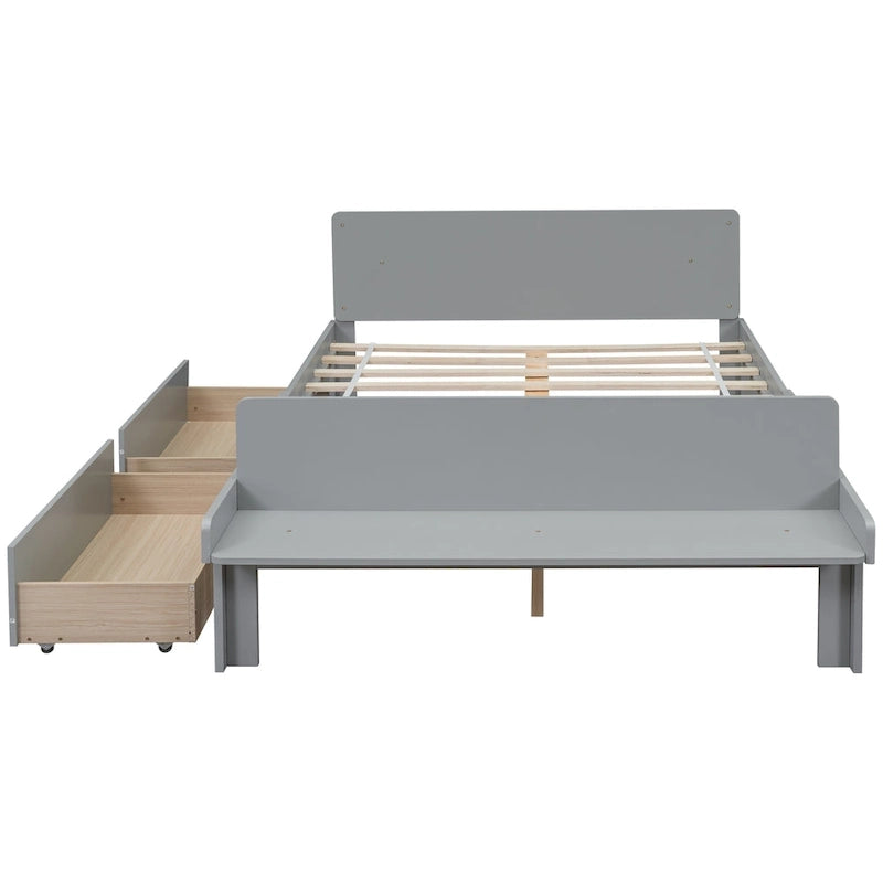 Letto matrimoniale con panca sul fondo, 2 cassetti