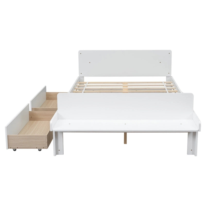 Letto matrimoniale con panca sul fondo, 2 cassetti