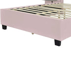 Letto a piattaforma in velluto imbottito di grandi dimensioni con testiera grande, mobili da camera da letto