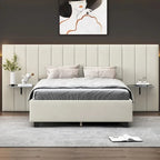 Letto a piattaforma in velluto imbottito di grandi dimensioni con testiera grande, mobili da camera da letto