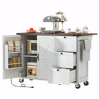 Grande isola cucina su ruote con contenitore e presa elettrica