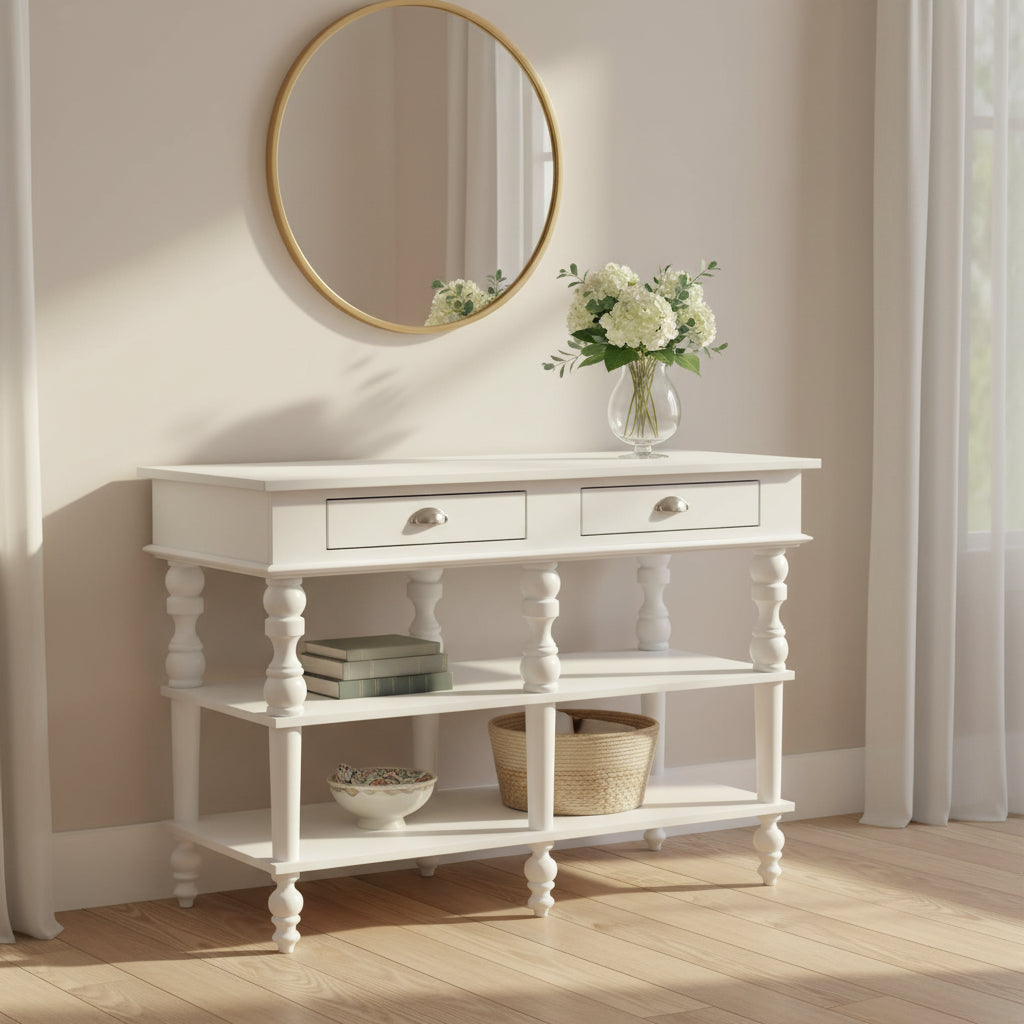 Leota White 2-Drawer Kitchen Island