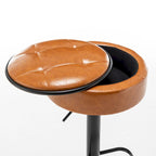 Set di 2 sgabelli da bar rotondi con contenitore, sgabello da bar regolabile in altezza in similpelle, sgabello girevole a 360° altezza bancone, sedia da bar senza braccioli