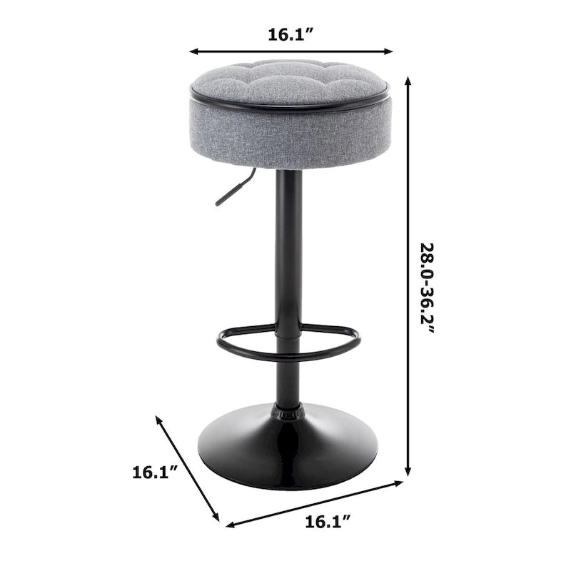 Set di 2 sgabelli da bar rotondi con contenitore, sgabello da bar regolabile in altezza in similpelle, sgabello girevole a 360° altezza bancone, sedia da bar senza braccioli