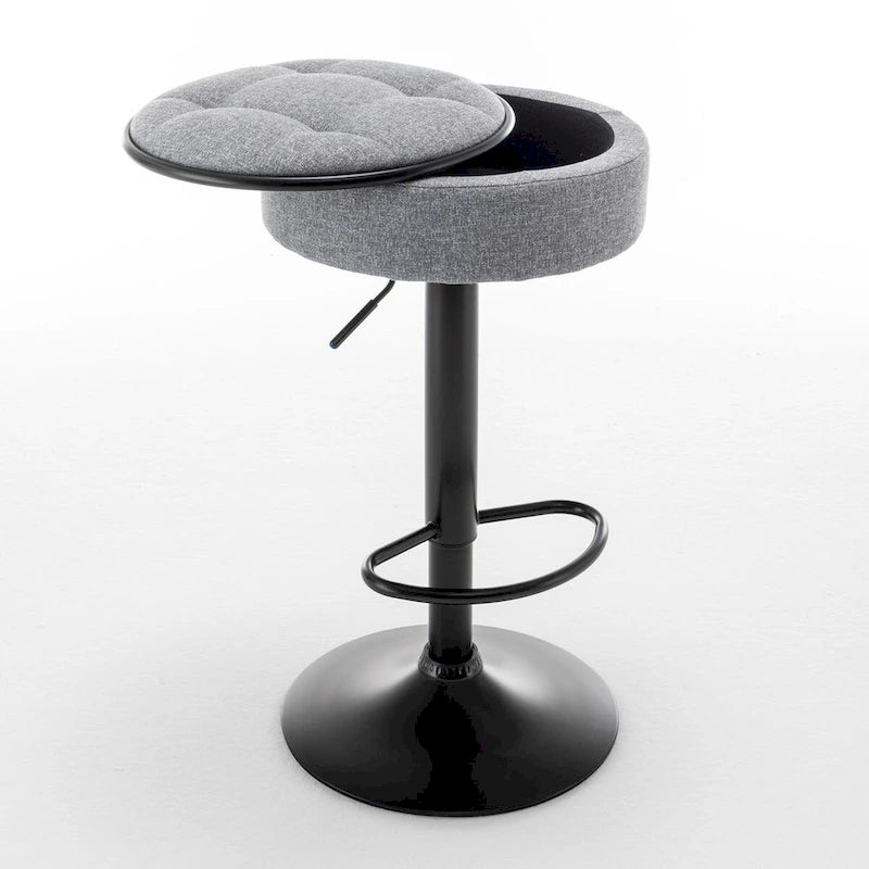 Set di 2 sgabelli da bar rotondi con contenitore, sgabello da bar regolabile in altezza in similpelle, sgabello girevole a 360° altezza bancone, sedia da bar senza braccioli