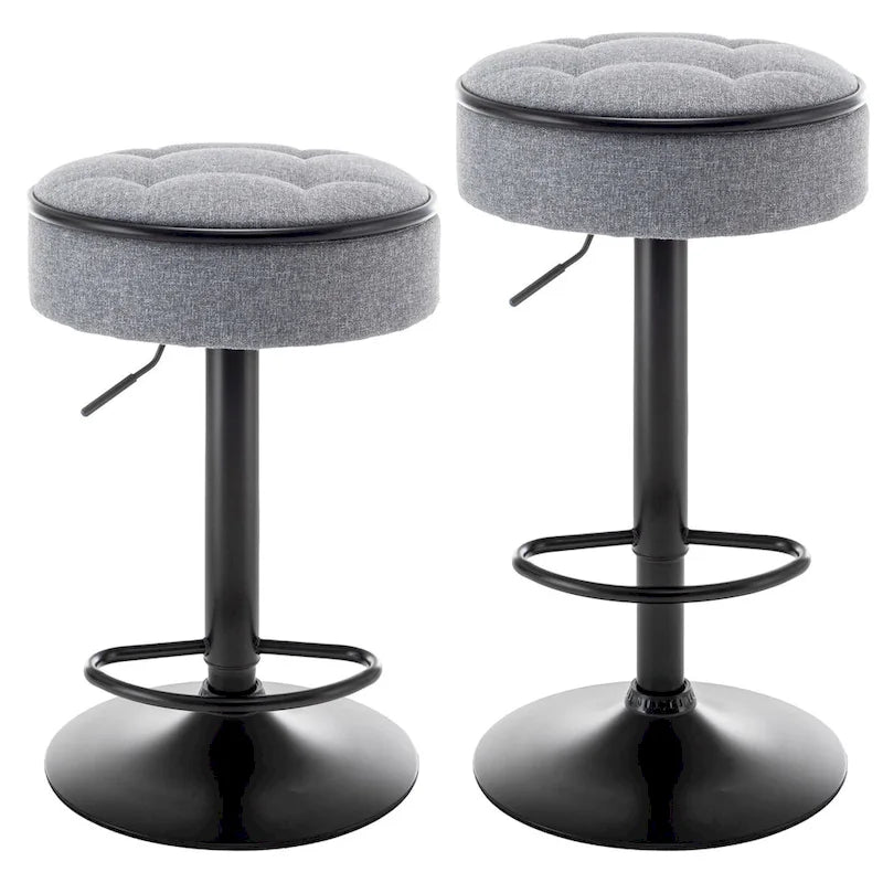 Set di 2 sgabelli da bar rotondi con contenitore, sgabello da bar regolabile in altezza in similpelle, sgabello girevole a 360° altezza bancone, sedia da bar senza braccioli