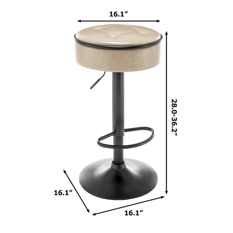 Set di 2 sgabelli da bar rotondi con contenitore, sgabello da bar regolabile in altezza in similpelle, sgabello girevole a 360° altezza bancone, sedia da bar senza braccioli