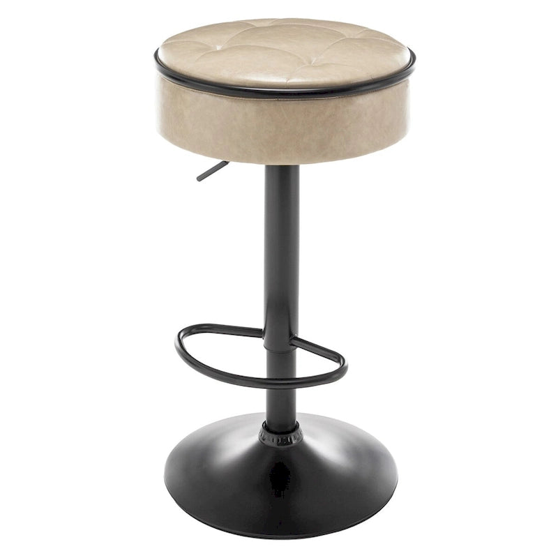 Set di 2 sgabelli da bar rotondi con contenitore, sgabello da bar regolabile in altezza in similpelle, sgabello girevole a 360° altezza bancone, sedia da bar senza braccioli