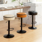 Set di 2 sgabelli da bar rotondi con contenitore, sgabello da bar regolabile in altezza in similpelle, sgabello girevole a 360° altezza bancone, sedia da bar senza braccioli