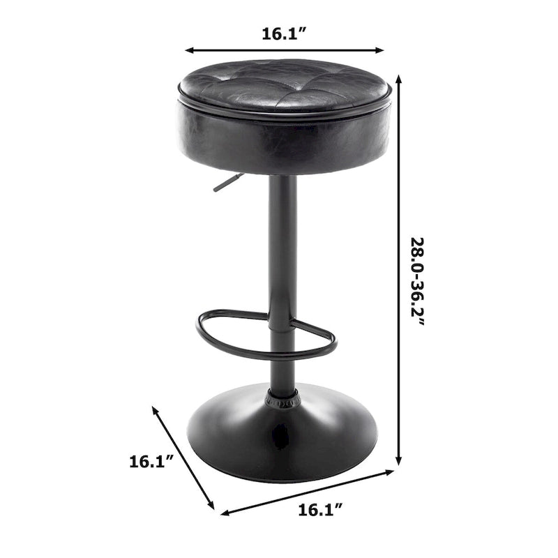 Set di 2 sgabelli da bar rotondi con contenitore, sgabello da bar regolabile in altezza in similpelle, sgabello girevole a 360° altezza bancone, sedia da bar senza braccioli