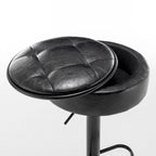 Set di 2 sgabelli da bar rotondi con contenitore, sgabello da bar regolabile in altezza in similpelle, sgabello girevole a 360° altezza bancone, sedia da bar senza braccioli