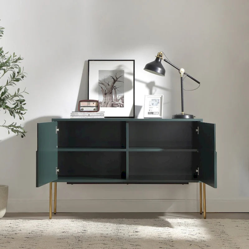 Consolle a credenza verde con cassetti, credenza/buffet per soggiorno e cucina - 122,9 cm