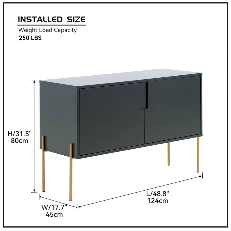 Consolle a credenza verde con cassetti, credenza/buffet per soggiorno e cucina - 122,9 cm