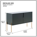 Consolle a credenza verde con cassetti, credenza/buffet per soggiorno e cucina - 122,9 cm