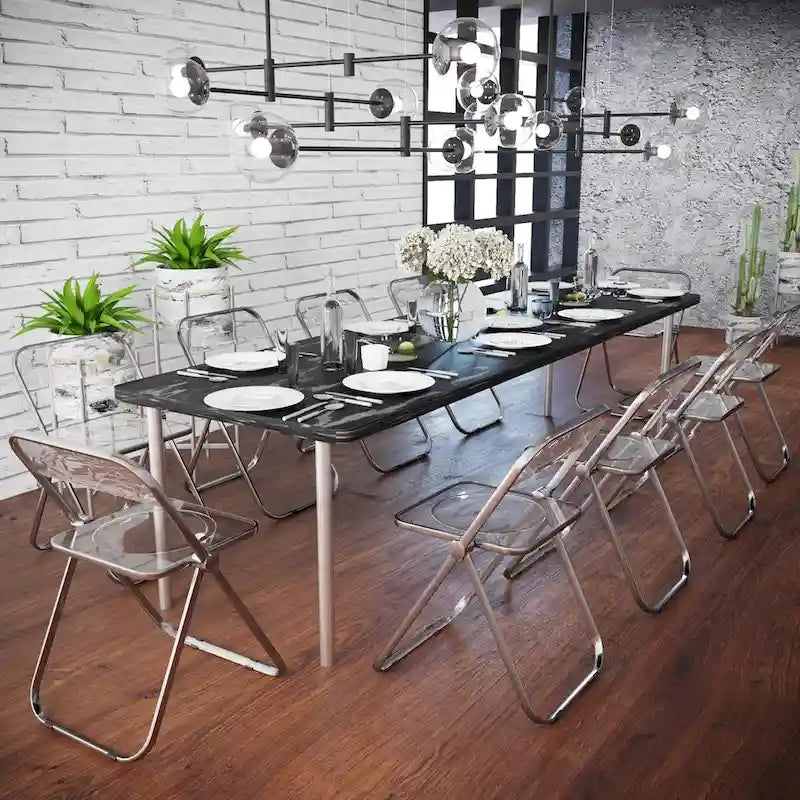Acrylic Folding Dining Chair with Chrome Frame Set of 4 Lawrence Series by 