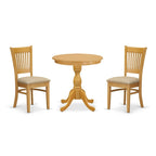 Set da Pranzo di 3 Pezzi Contenente un Tavolo Rotondo e 2 Sedie da Cucina, Rovere (Opzioni di Seduta)