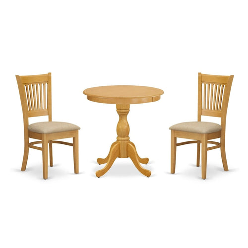 Set da Pranzo di 3 Pezzi Contenente un Tavolo Rotondo e 2 Sedie da Cucina, Rovere (Opzioni di Seduta)