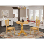 Set da Pranzo di 3 Pezzi Contenente un Tavolo Rotondo e 2 Sedie da Cucina, Rovere (Opzioni di Seduta)