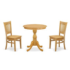 Set da Pranzo di 3 Pezzi Contenente un Tavolo Rotondo e 2 Sedie da Cucina, Rovere (Opzioni di Seduta)