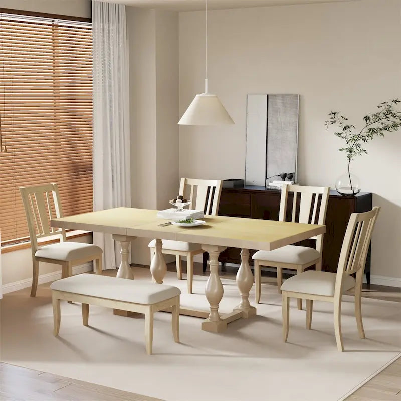 Set da pranzo tradizionale allungabile a cavalletto 6 pezzi 78 pollici