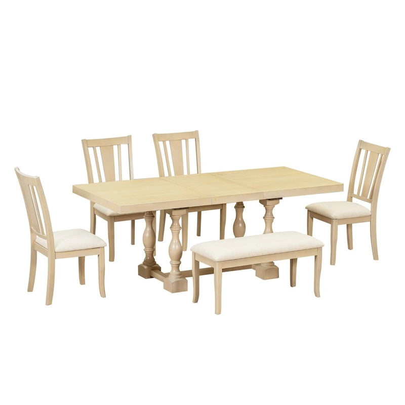 Set da pranzo tradizionale allungabile a cavalletto 6 pezzi 78 pollici