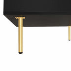 Tavolino da Caffè Laccato Lucido: 4 Gambe Dorate, 2 Cassetti, Design Quadrato a 2 Livelli