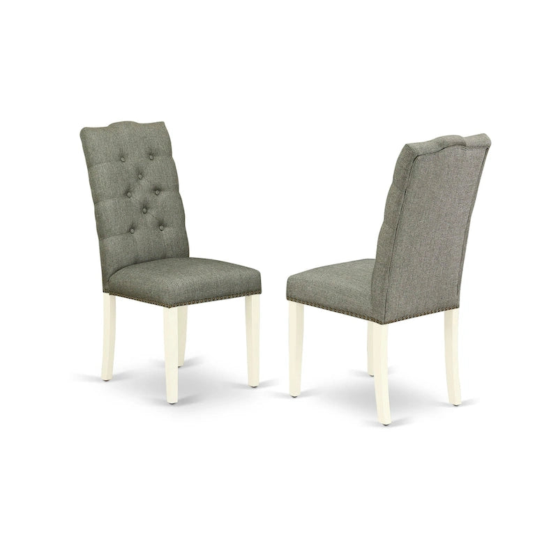 Set da pranzo - un tavolo da pranzo e sedie Parsons in lino grigio, bianco sporco (Opzioni pezzi)