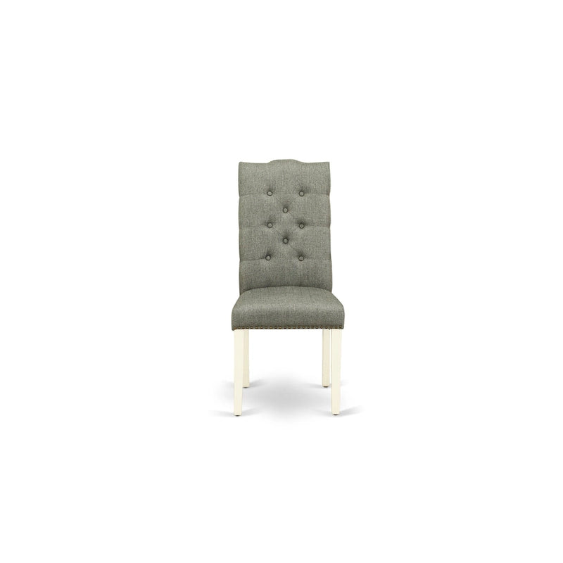 Set da pranzo - un tavolo da pranzo e sedie Parsons in lino grigio, bianco sporco (Opzioni pezzi)