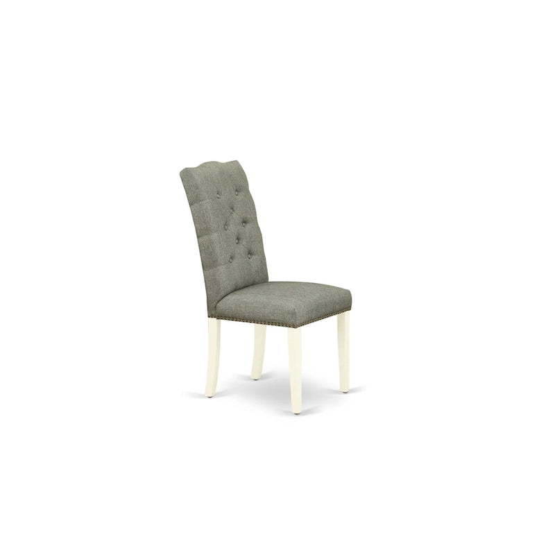 Set da pranzo - un tavolo da pranzo e sedie Parsons in lino grigio, bianco sporco (Opzioni pezzi)