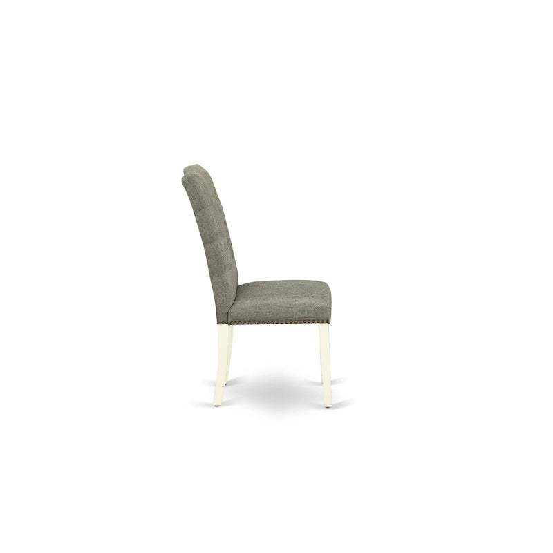 Set da pranzo - un tavolo da pranzo e sedie Parsons in lino grigio, bianco sporco (Opzioni pezzi)
