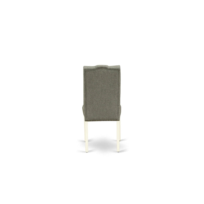 Set da pranzo - un tavolo da pranzo e sedie Parsons in lino grigio, bianco sporco (Opzioni pezzi)