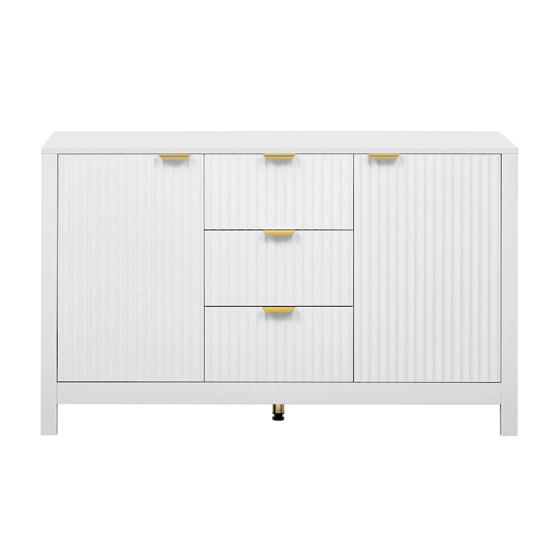 Mobile per Ingresso in Stile Onda Moderno con 3 Ripiani Regolabili, Credenza con 2 Ante e Tavolino Consolle con 3 Cassetti