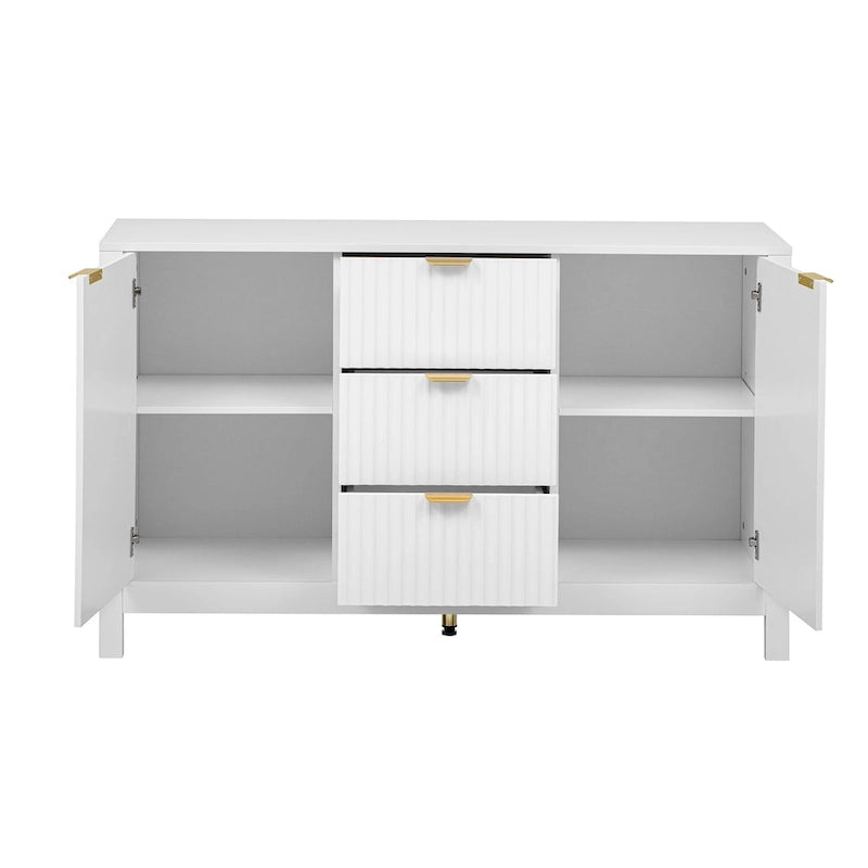 Mobile per Ingresso in Stile Onda Moderno con 3 Ripiani Regolabili, Credenza con 2 Ante e Tavolino Consolle con 3 Cassetti