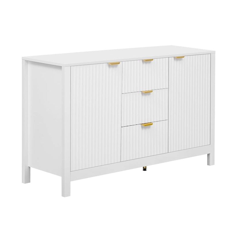 Mobile per Ingresso in Stile Onda Moderno con 3 Ripiani Regolabili, Credenza con 2 Ante e Tavolino Consolle con 3 Cassetti