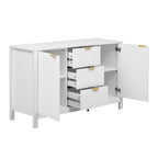 Mobile per Ingresso in Stile Onda Moderno con 3 Ripiani Regolabili, Credenza con 2 Ante e Tavolino Consolle con 3 Cassetti