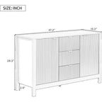 Mobile per Ingresso in Stile Onda Moderno con 3 Ripiani Regolabili, Credenza con 2 Ante e Tavolino Consolle con 3 Cassetti