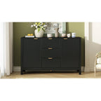 Mobile per Ingresso in Stile Onda Moderno con 3 Ripiani Regolabili, Credenza con 2 Ante e Tavolino Consolle con 3 Cassetti