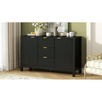 Mobile per Ingresso in Stile Onda Moderno con 3 Ripiani Regolabili, Credenza con 2 Ante e Tavolino Consolle con 3 Cassetti
