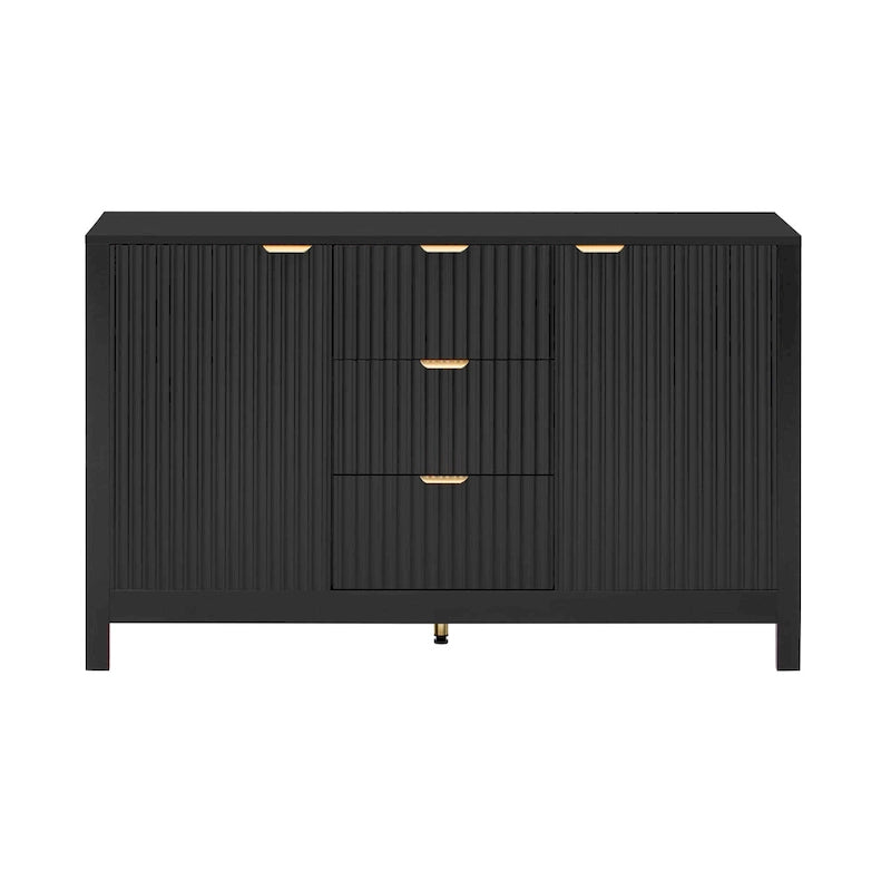 Mobile per Ingresso in Stile Onda Moderno con 3 Ripiani Regolabili, Credenza con 2 Ante e Tavolino Consolle con 3 Cassetti
