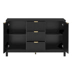 Mobile per Ingresso in Stile Onda Moderno con 3 Ripiani Regolabili, Credenza con 2 Ante e Tavolino Consolle con 3 Cassetti