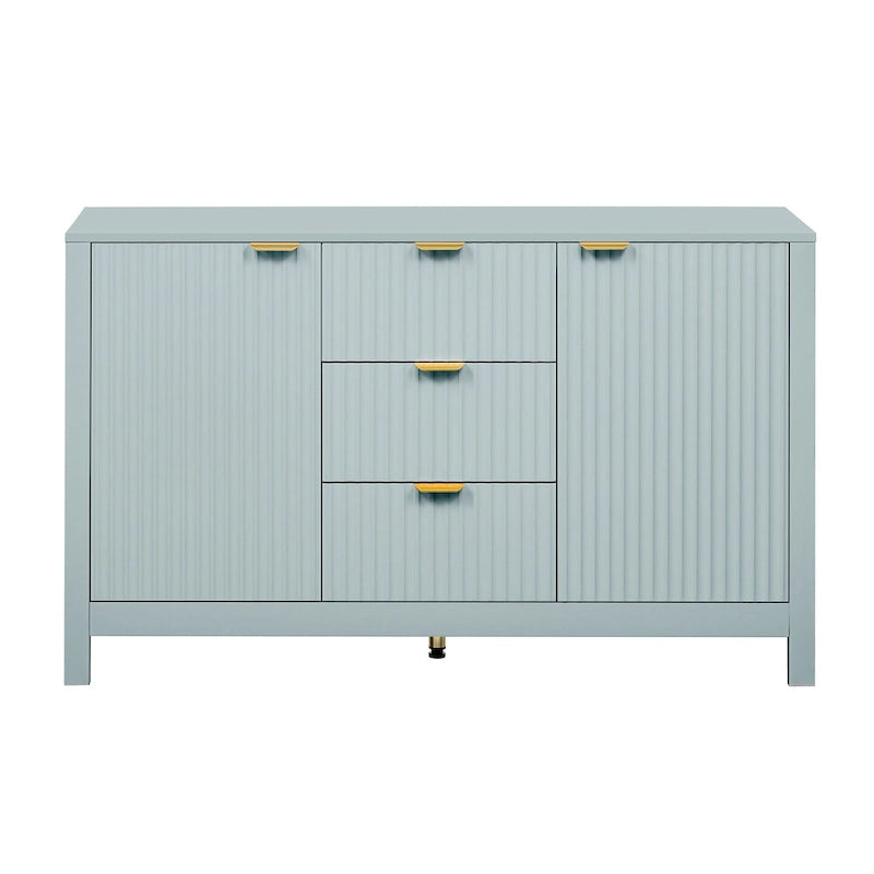 Mobile per Ingresso in Stile Onda Moderno con 3 Ripiani Regolabili, Credenza con 2 Ante e Tavolino Consolle con 3 Cassetti