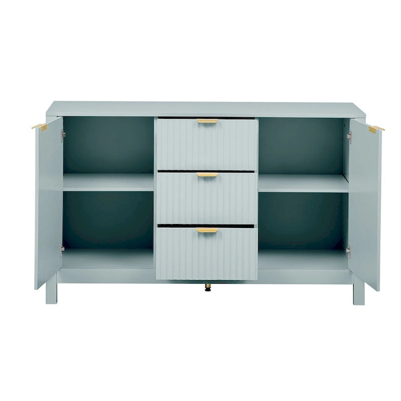 Mobile per Ingresso in Stile Onda Moderno con 3 Ripiani Regolabili, Credenza con 2 Ante e Tavolino Consolle con 3 Cassetti