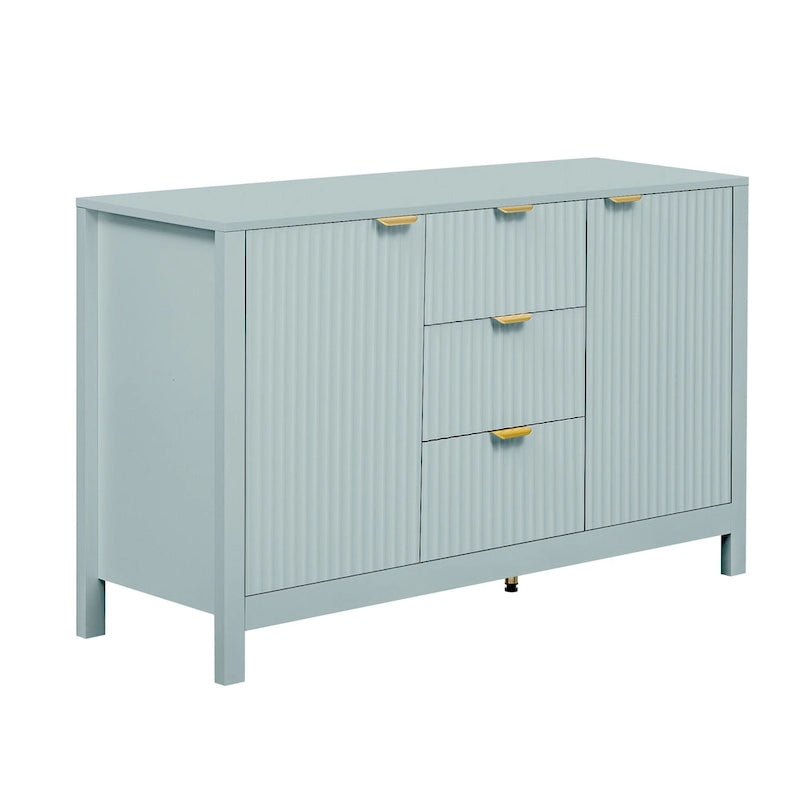 Mobile per Ingresso in Stile Onda Moderno con 3 Ripiani Regolabili, Credenza con 2 Ante e Tavolino Consolle con 3 Cassetti